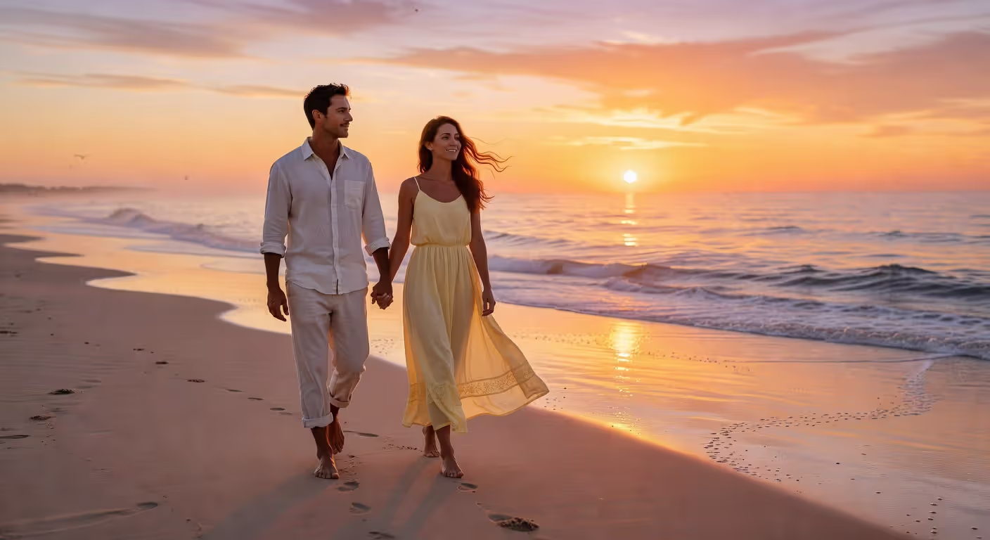 Couple starting fresh after reconciliation, walking toward new beginning