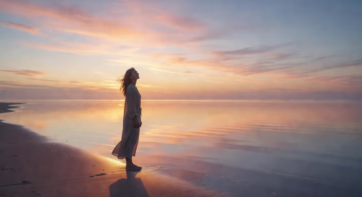 Person finding peace after emotional healing