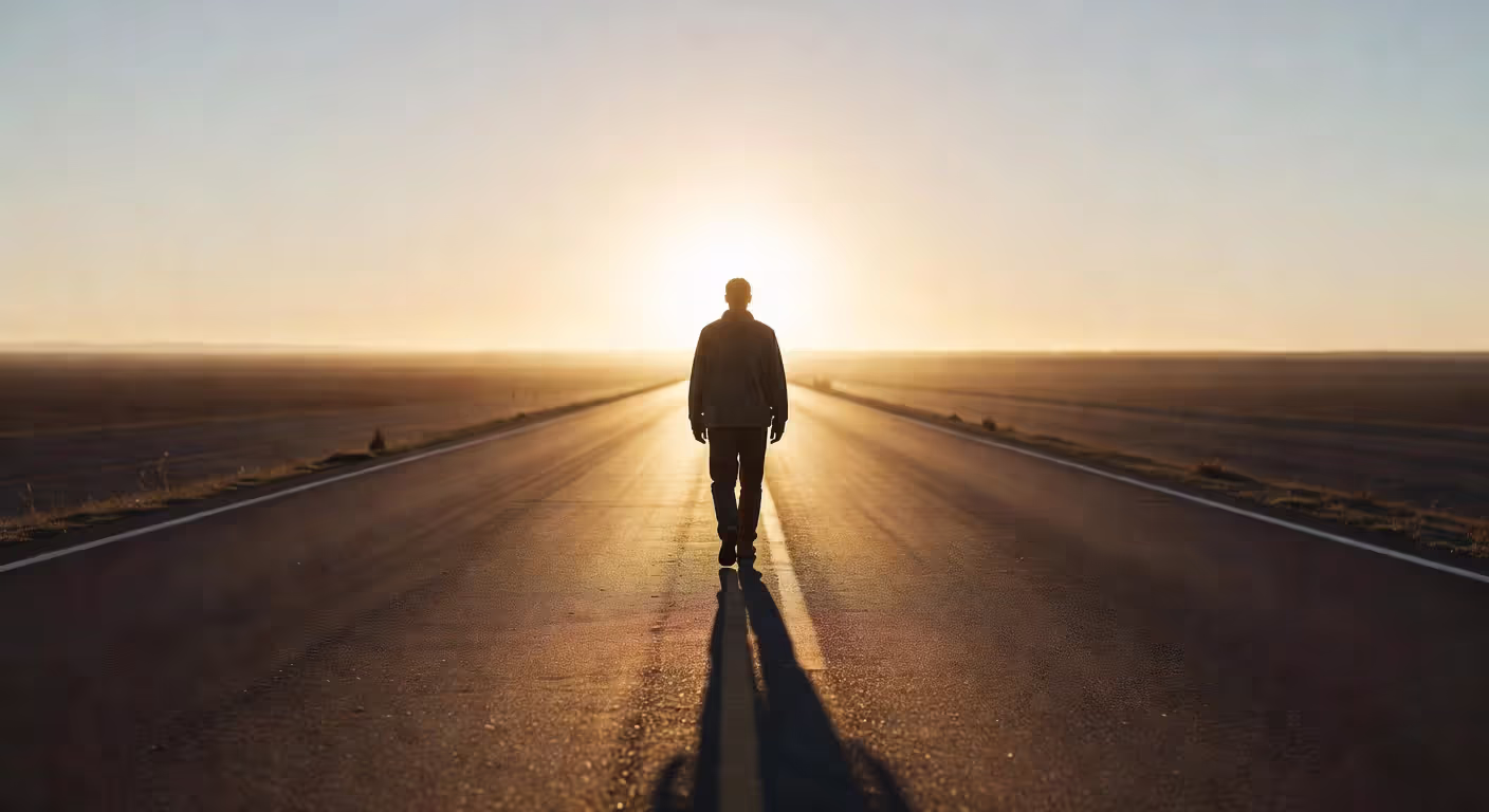 Person moving forward toward a new beginning
