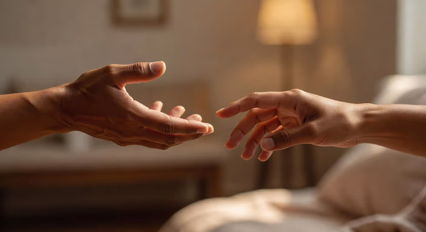 Hands reaching toward each other symbolizing rebuilding trust and connection