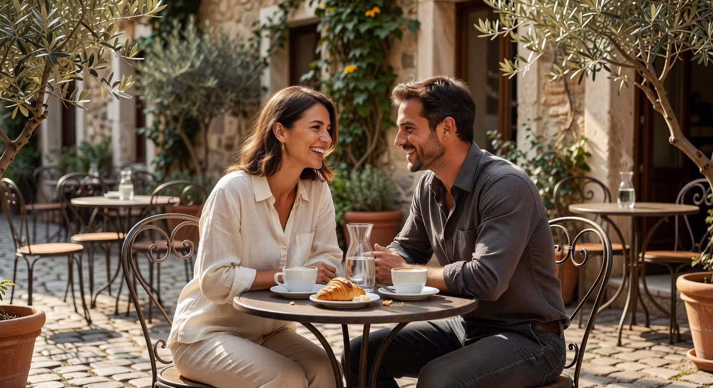 Couple having engaging conversation on first date