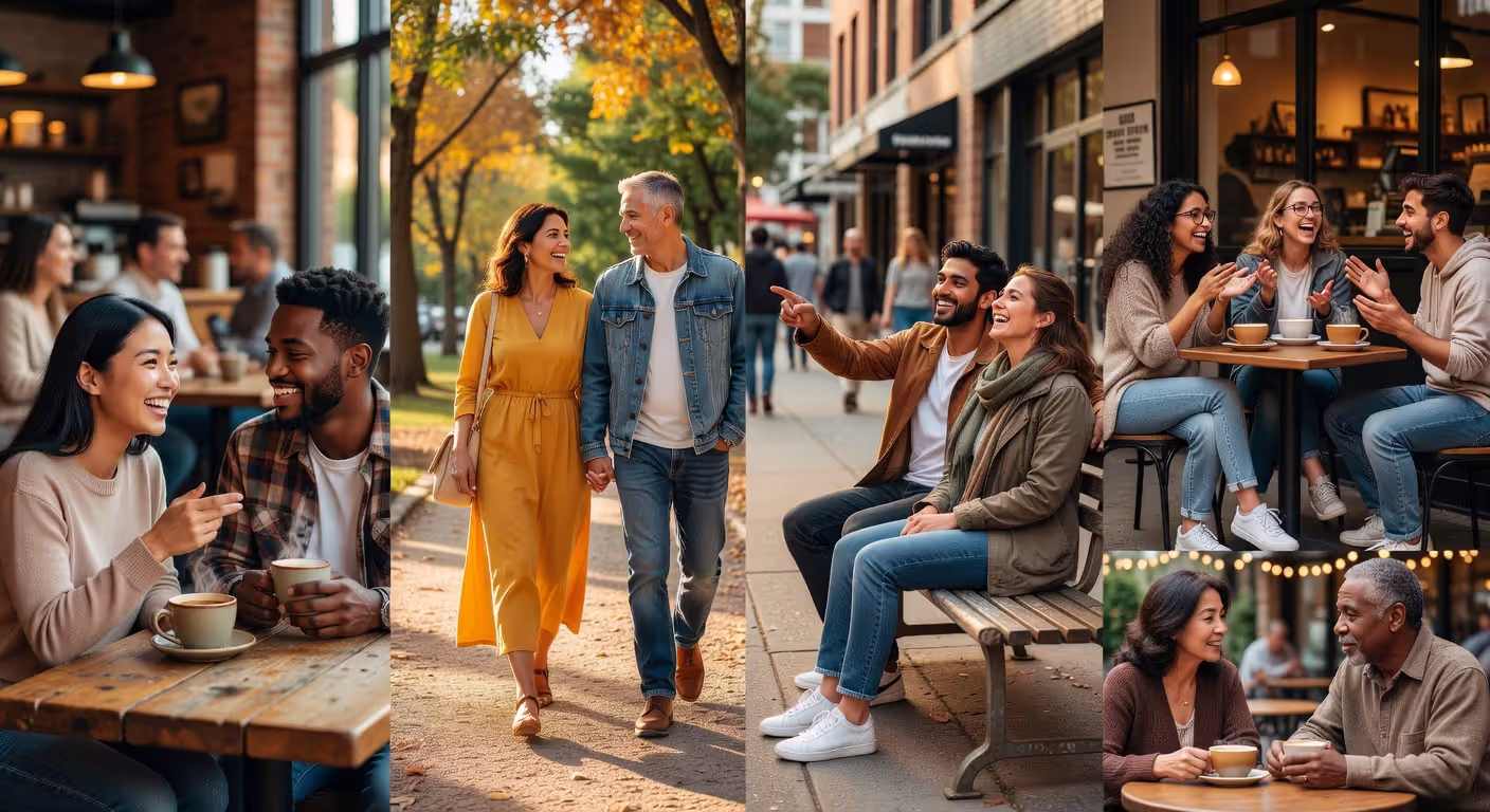 Various people in different dating approach scenarios