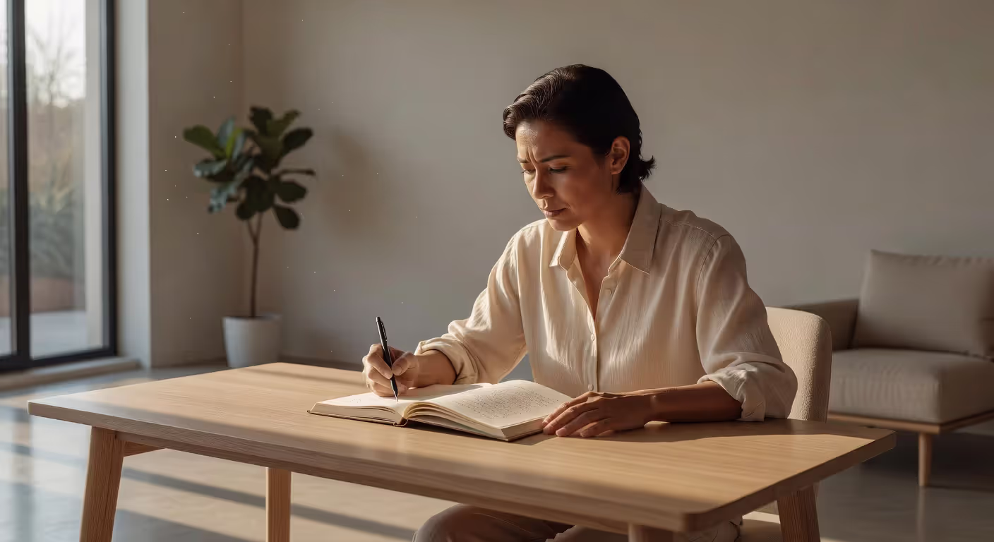 Person reflecting and journaling about relationship values