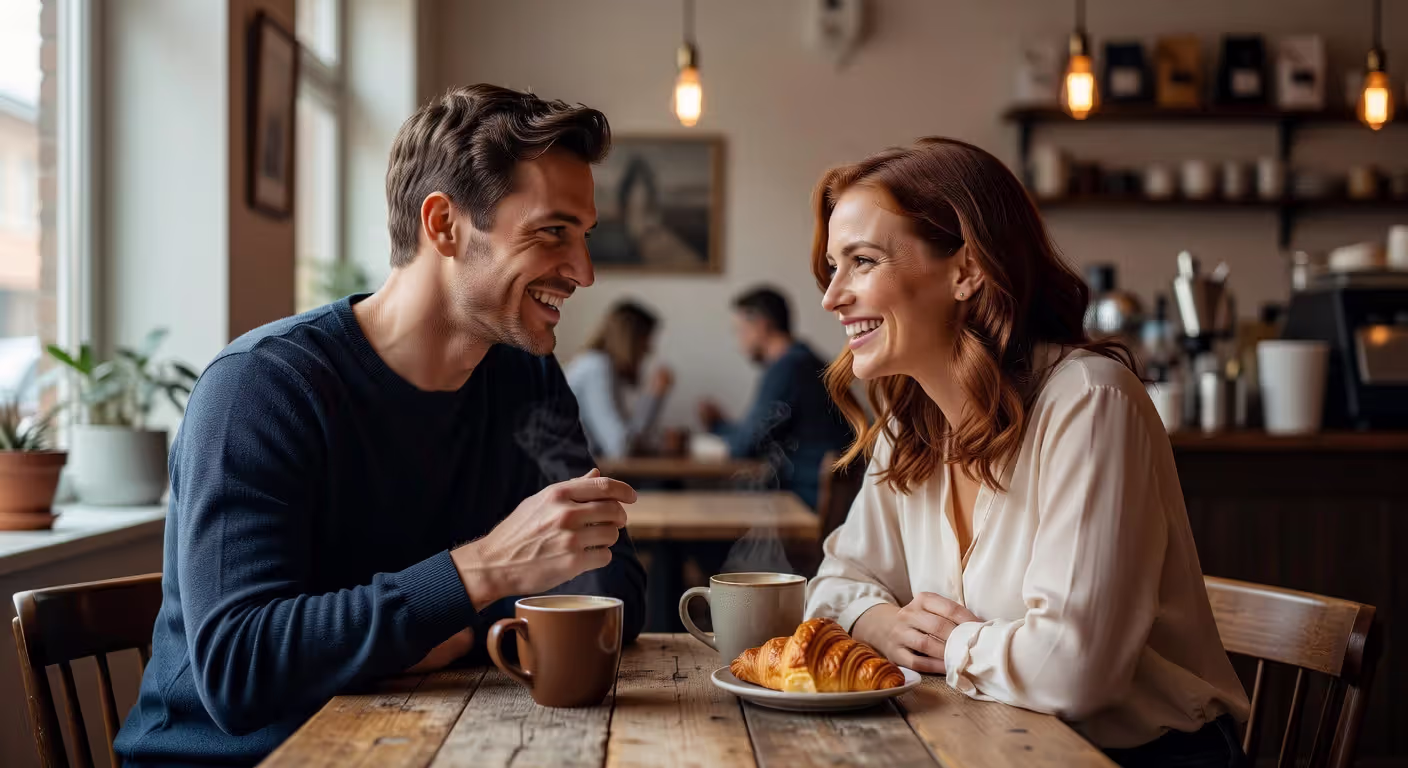 Couple demonstrating healthy communication and connection on a date