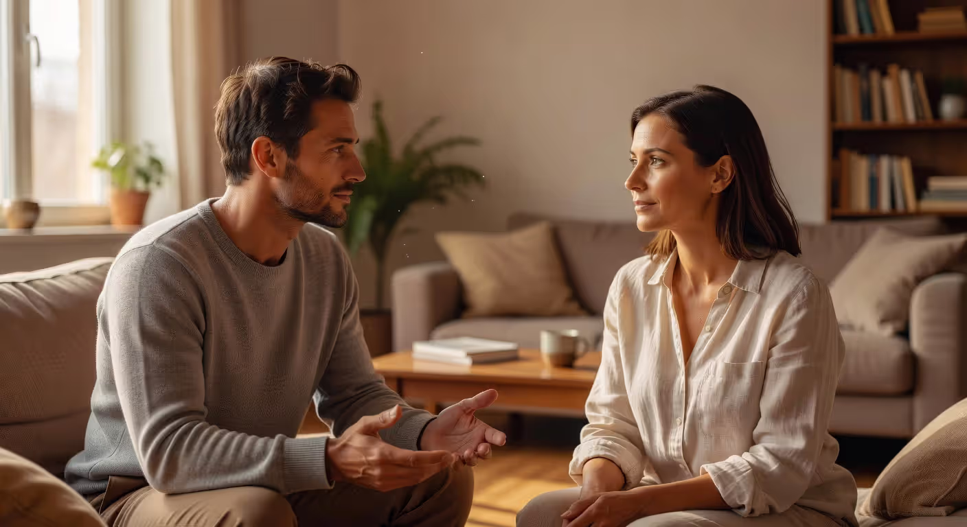 Couple having an honest conversation about relationship expectations