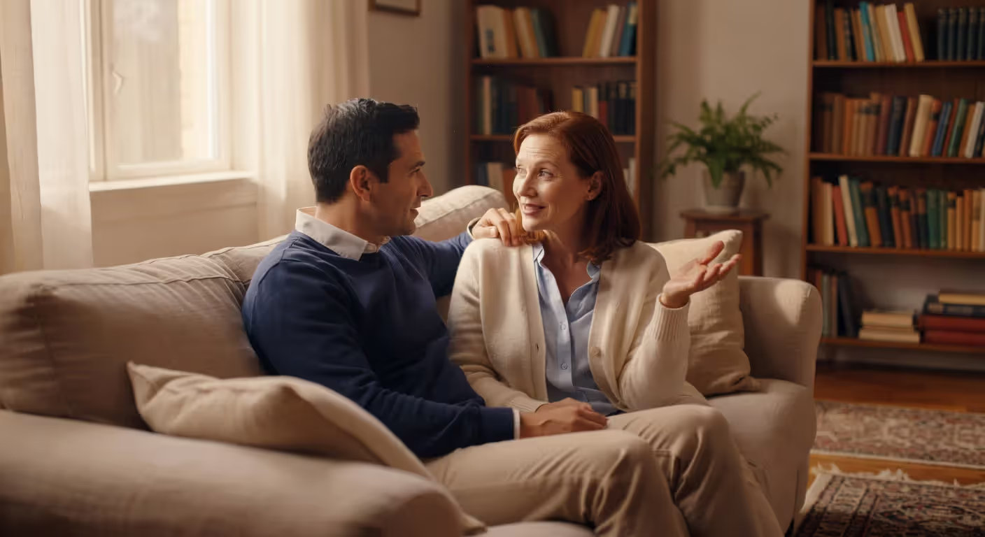 Couple having an open conversation about engagement preferences