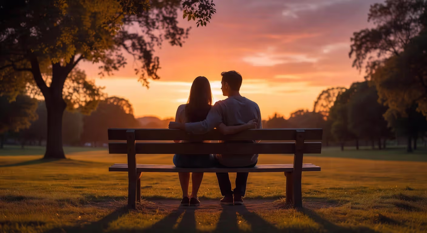 Couple sharing a quiet moment together in natural setting