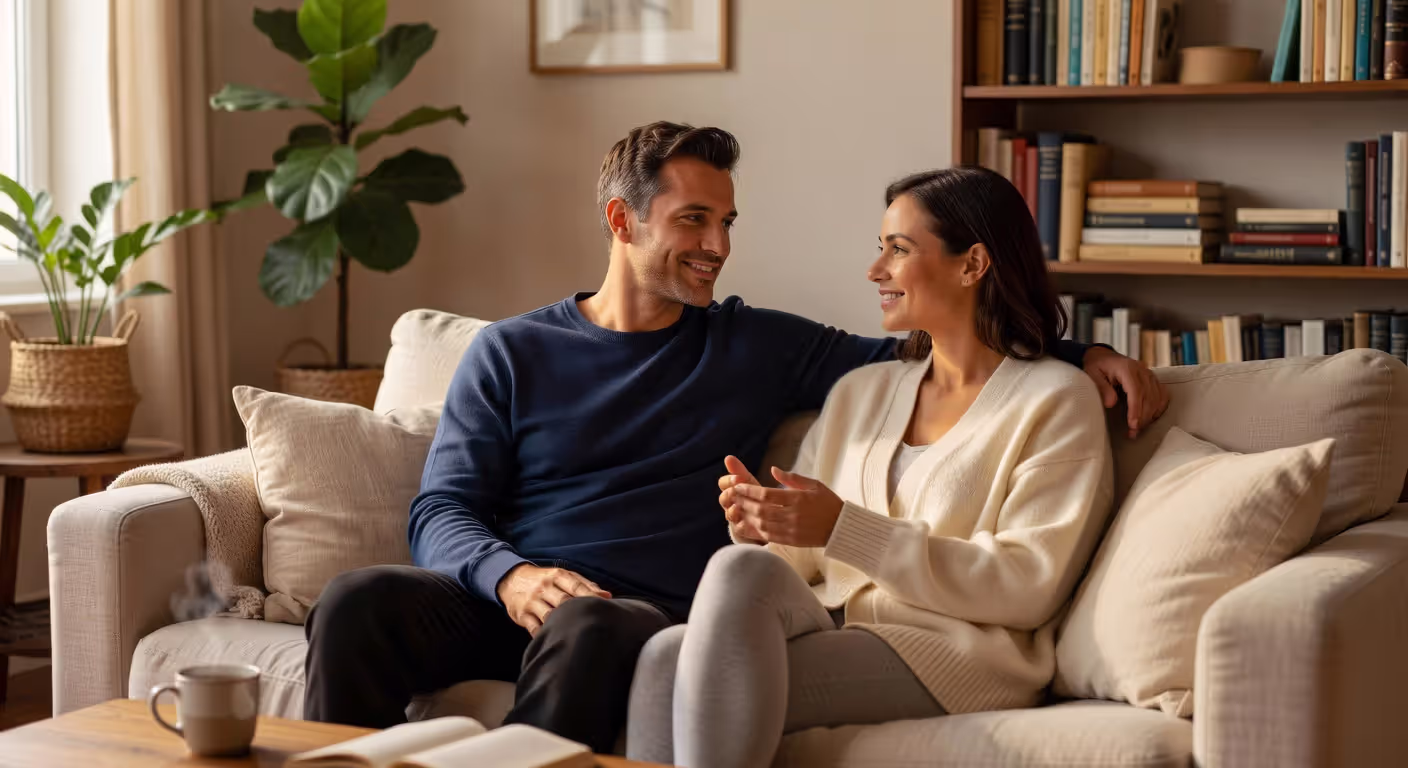 Couple demonstrating secure attachment through open communication