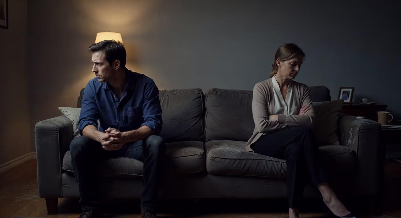 Couple displaying avoidant attachment patterns during conflict