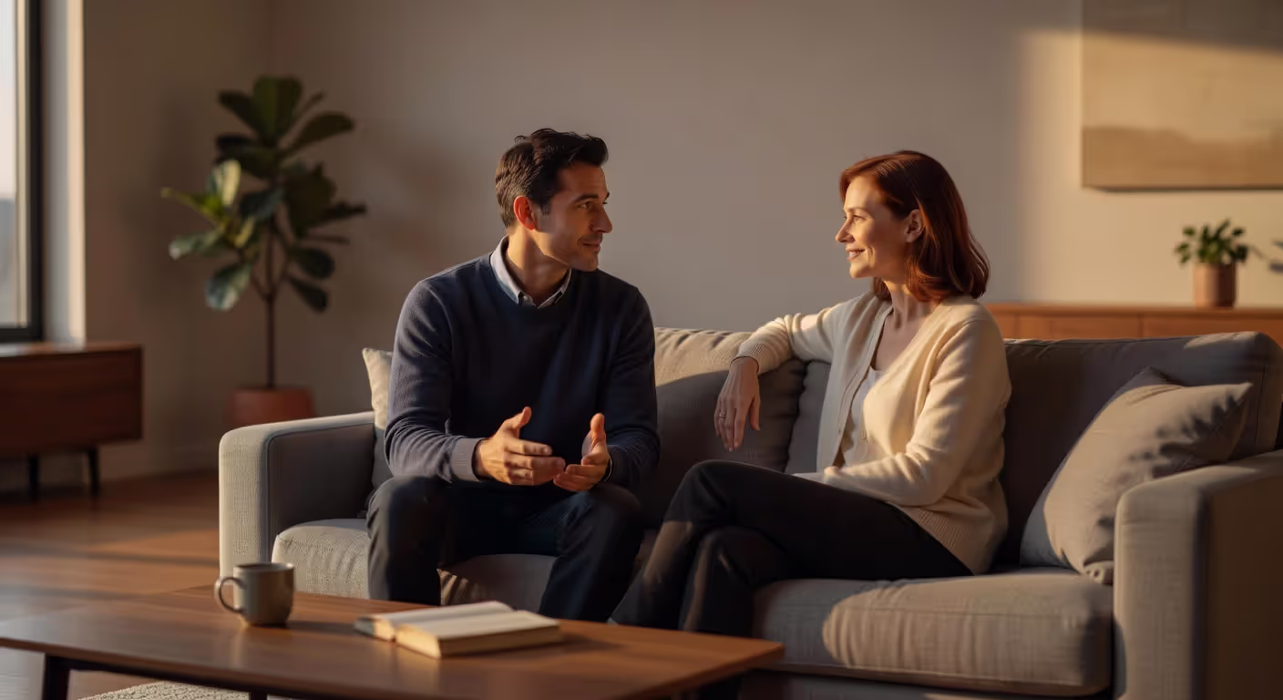 Couple having an emotionally intelligent conversation
