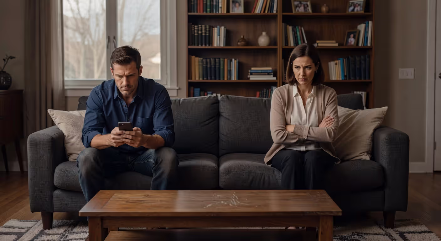 Couple experiencing trust issues and jealousy in relationship