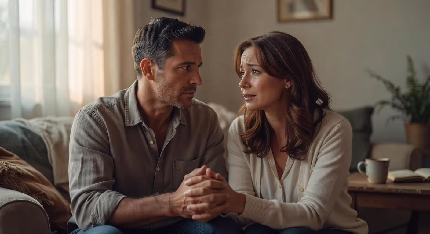 Couple having honest conversation about jealousy and trust