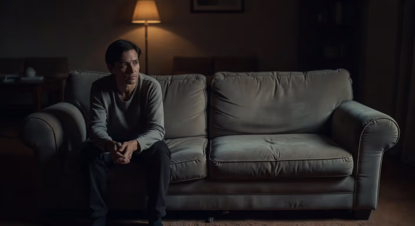 Person sitting alone on couch representing feeling unappreciated in relationship