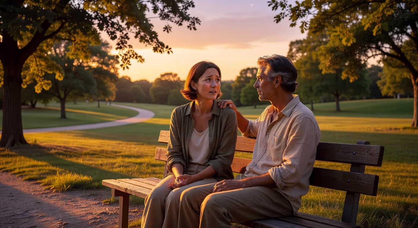 Two people demonstrating unconditional support through presence and listening