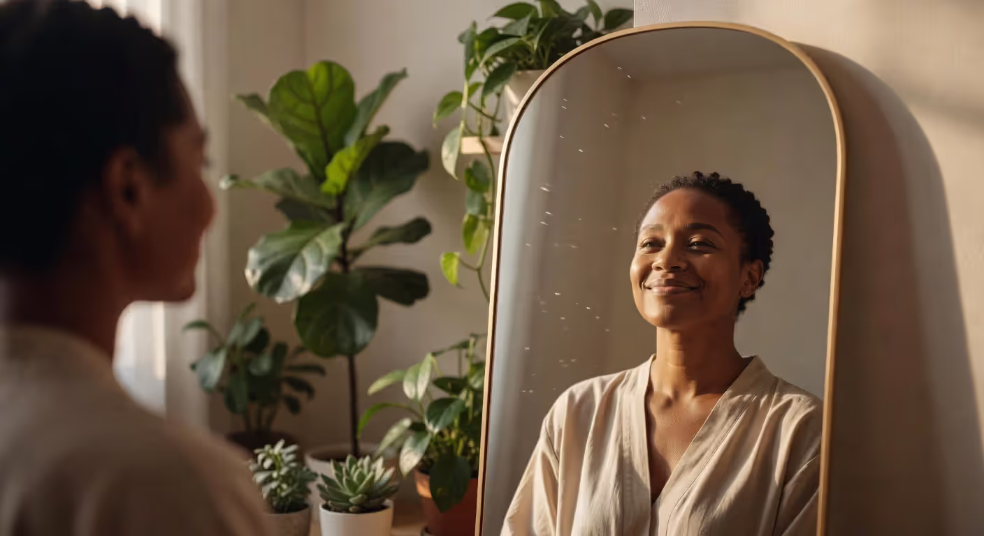 Person practicing self-compassion and self-acceptance
