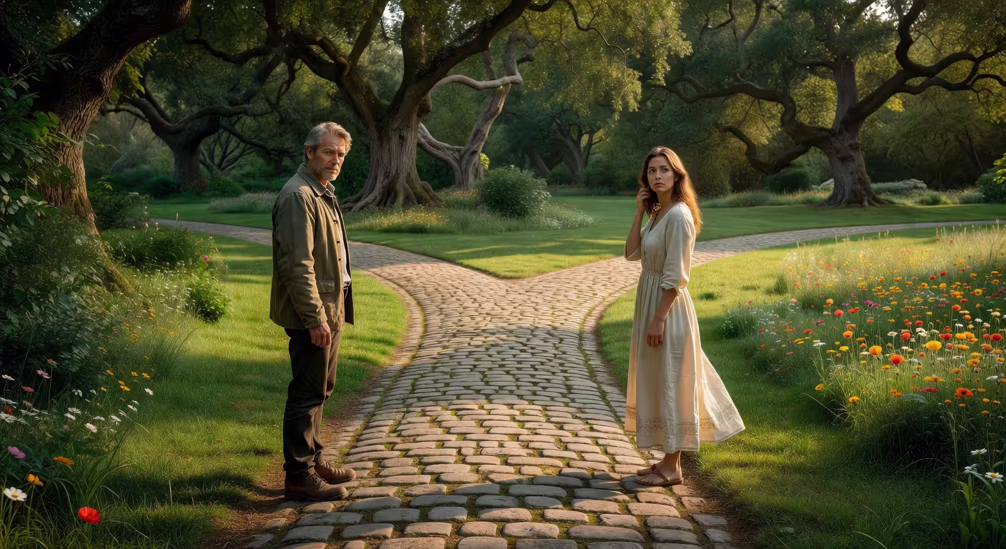 Couple at a relationship crossroads contemplating their pace and direction