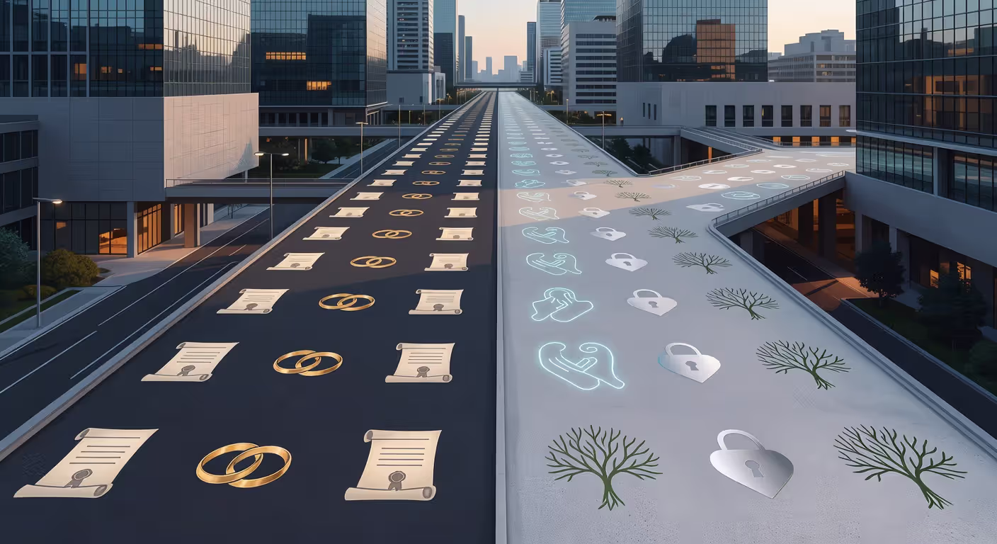 Visual representation of different paths couples can take in committed relationships