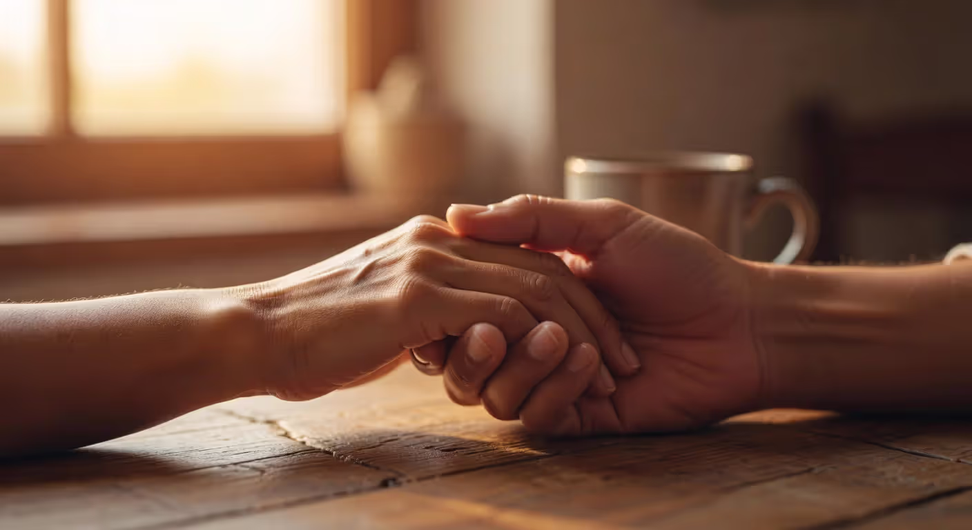 Hands offering comfort and emotional support