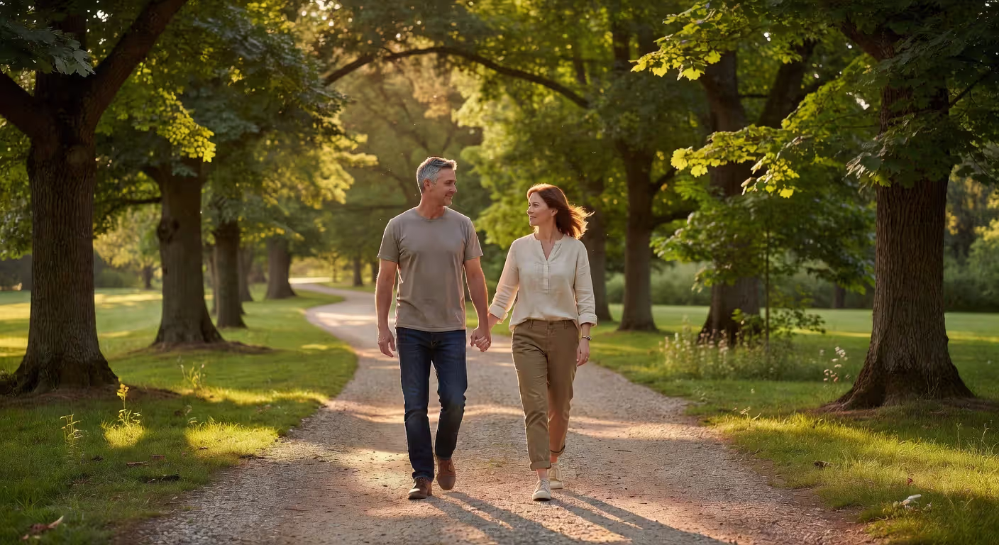 Couple on evening walk together