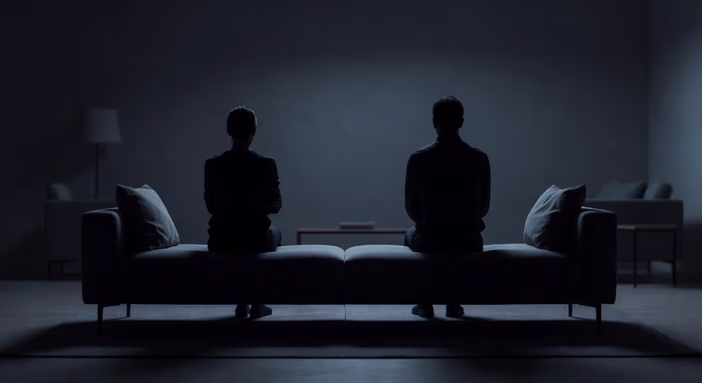 Couple sitting apart showing emotional disconnect in relationship