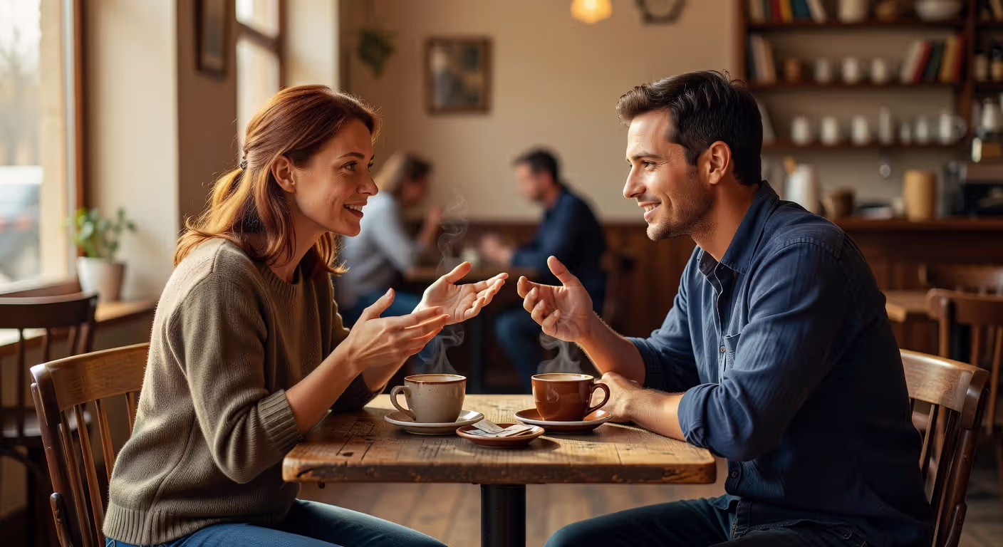 Couple having healthy communication and discussion