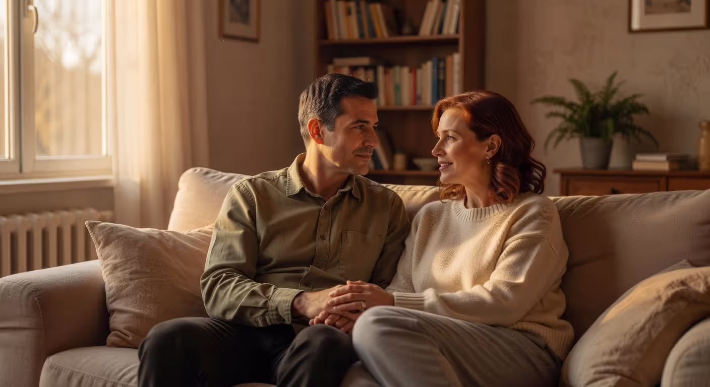 Couple maintaining emotional connection through daily conversation