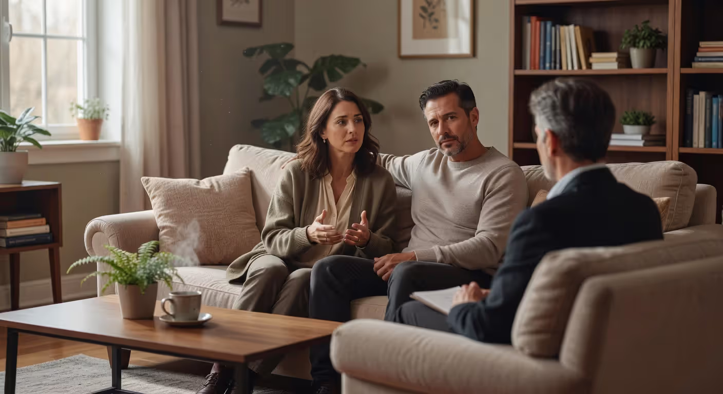 Couple attending relationship counseling session together
