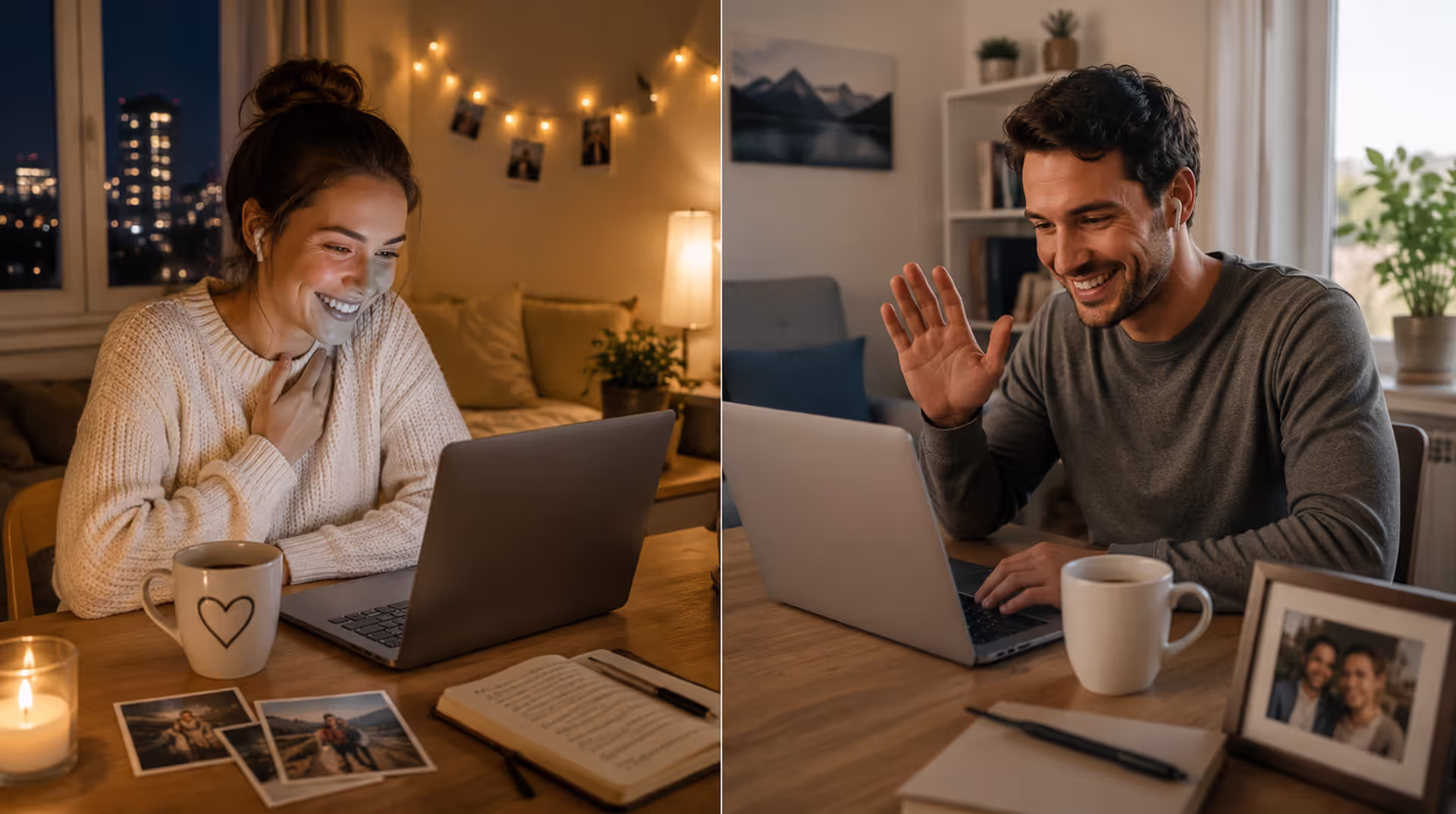 Couple communicating through a video call while maintaining a strong long-distance relationship