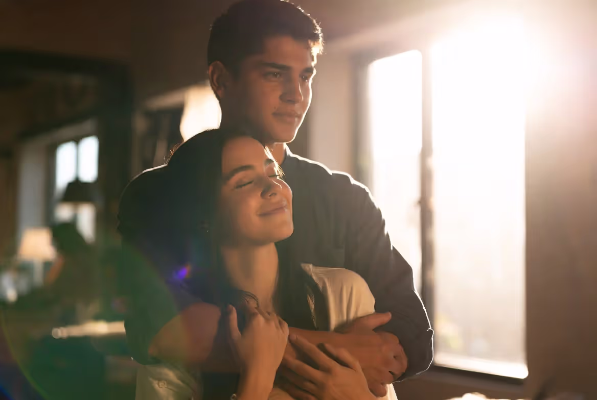 Partners showing emotional support through physical connection