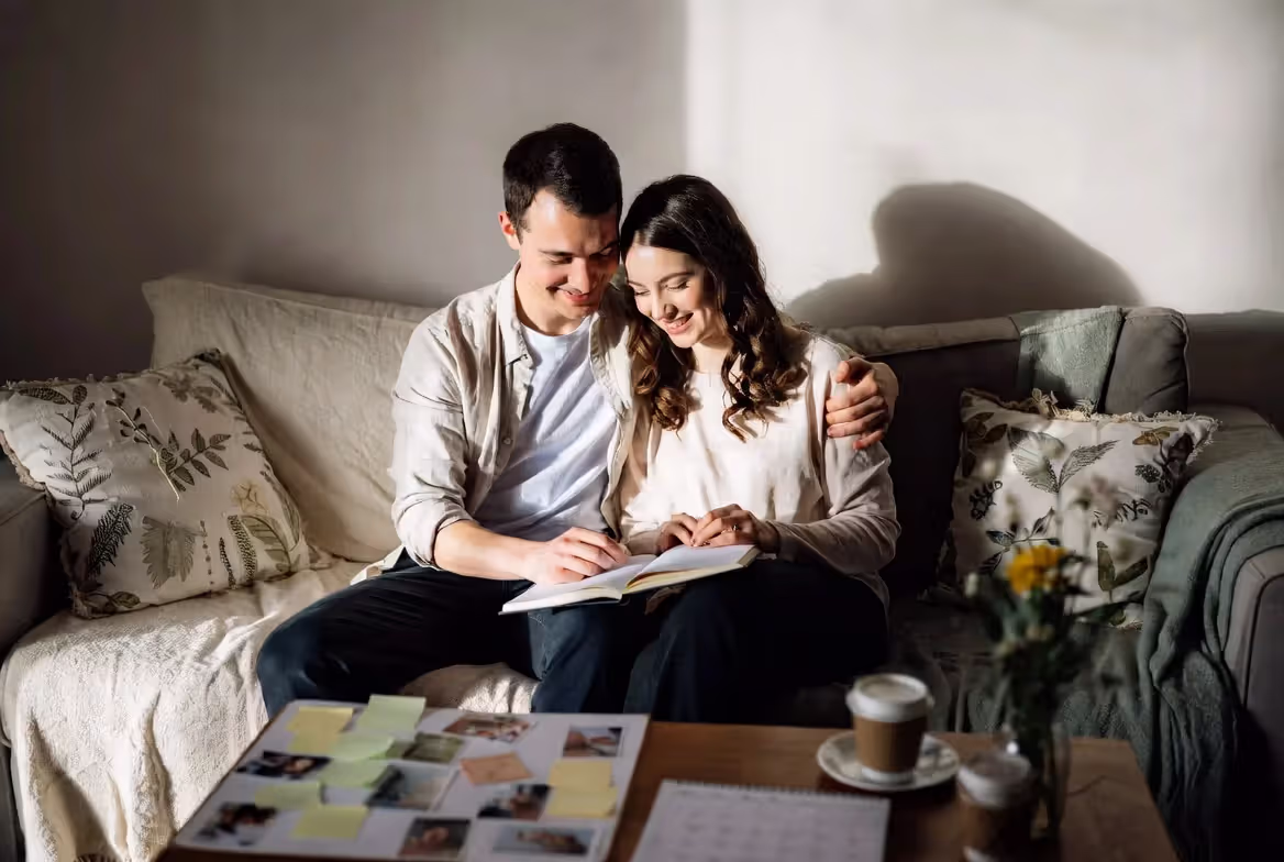 Couple reviewing and tracking their relationship goals together